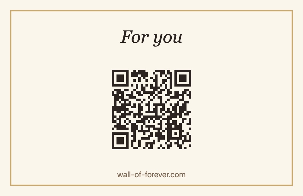 A small cream card with only a QR code and the words “For you”